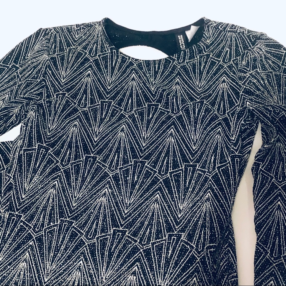 NWOT H&M BLACK GLITTER PATTERN BODYCON DRESS - Picture 4 of 9